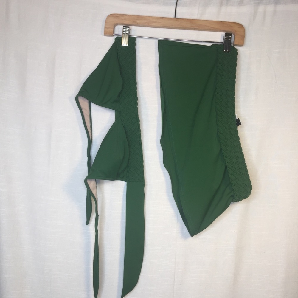 La Blanca green halter braided bikini swimsuit